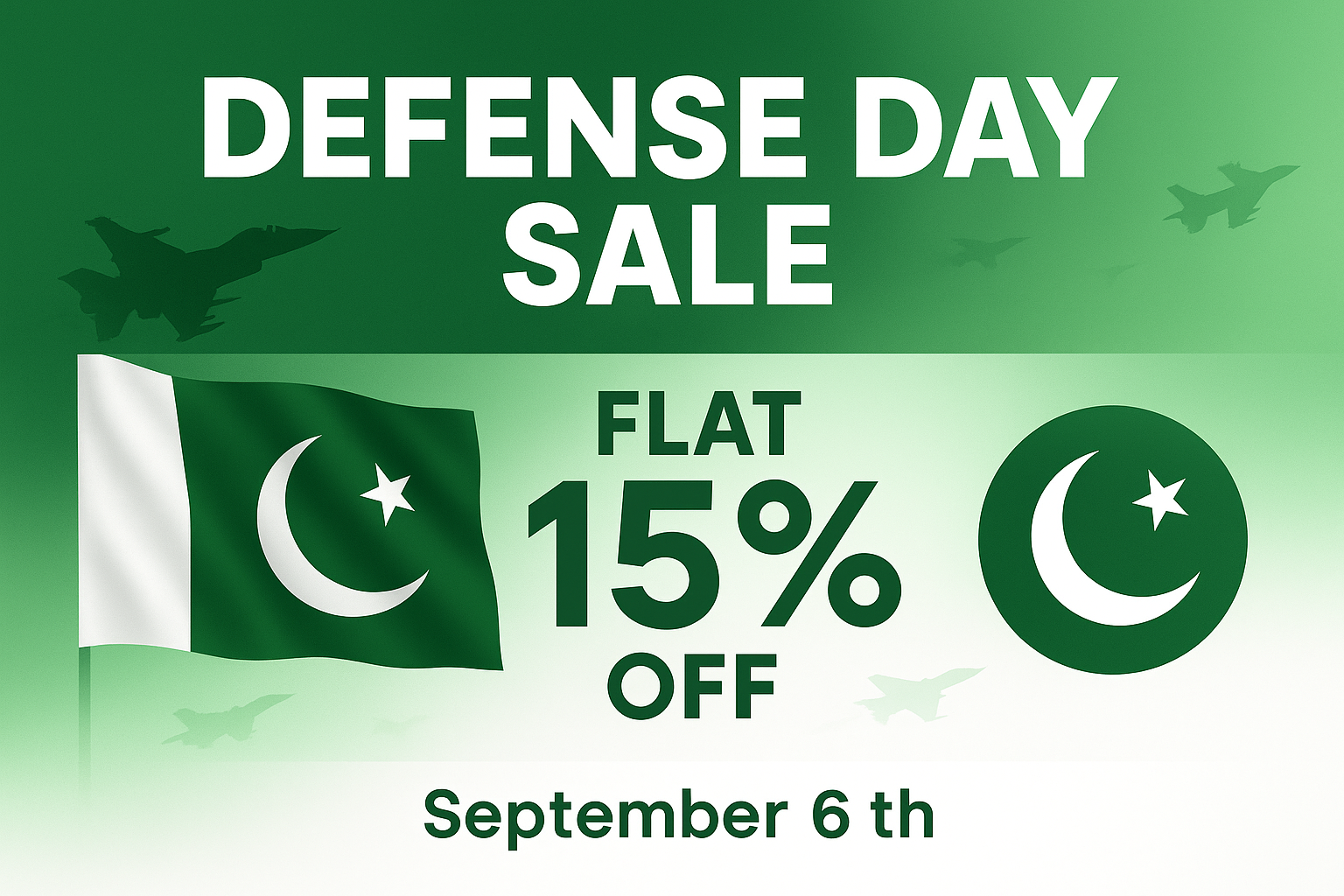 flat 15% off.